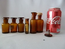 6x Vintage Small Brown Glass