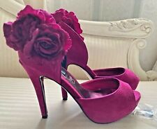 Genuine suede raspberry 2-part peeptoe rose corsage shoes UK5 by Next Signature