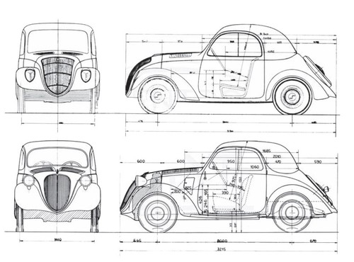 Photo blueprint fiat 500 - a4,