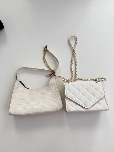 White women hand bag - white,
