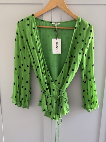 Ganni dainty georgette - dainty, green