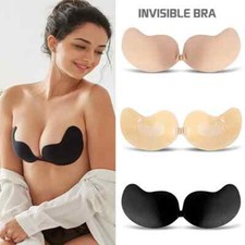 Strapless Silicone Push Up Bra Backless Self Adhesive Invisible Lace Stick On GB