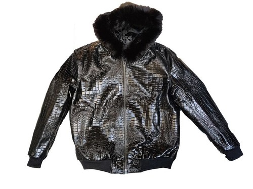Men black crocodile embossed - black,
