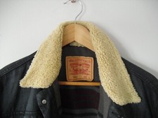 Vintage NOS, Blue  LEVI  Denim Jacket  74551, Blanket Lined,Fur Collar , Size  L