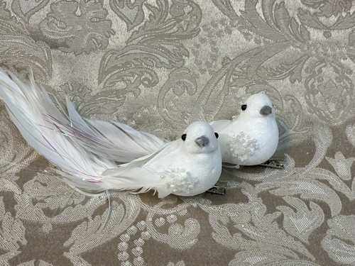 White dove feathered sequined - dove,