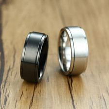 Anti-anxiety Spinner Fidget Rotating Rings Men Women Band Stainless Steel Rings