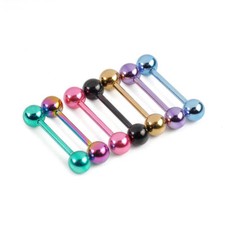 7pcs Colorful Steel Bar Tongue Rings Body Piercing Jewelry Tounge Bars UK Sell