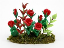 Dolls House Red Roses In A Garden Flower Bed 1:12 Scale Miniature FL82 tumdee