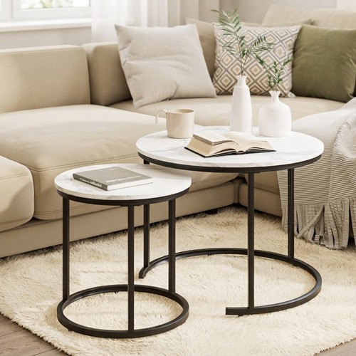 Round coffee tables set - coffee,