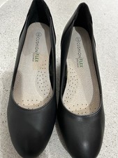 Black Leather Cushion Flex Footwear Shoes Uk 3 For Ladies