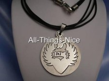 Laser Cut Steel 33mm Pendant Charm ANGEL WINGS LOVE HEART Necklace Jewellery