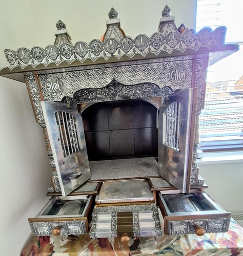 Indian metal wood temple - wood,