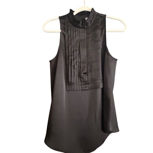 Joie black satin sleeveless - black,
