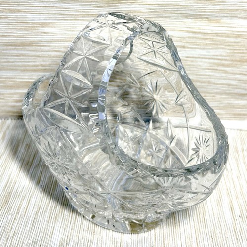 Glass basket hand cut czech - basket,