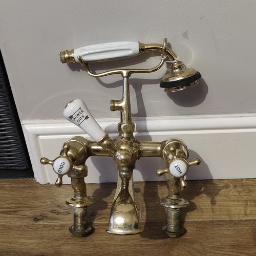 Antique solid brass bath taps - antique,