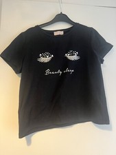 Girls 11-12 Years Lipsy London Top Pyjama T Shirt Black Cotton Elast 148-152 cm