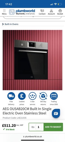 Aeg ou5ab20cm built - in, single