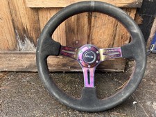 NRG Deep Dish suede Steering Wheel Neochrome Spokes