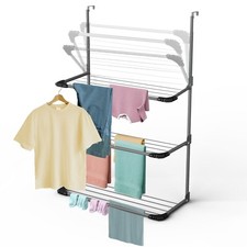 KNIGHT 3 Tier  Over-the-Door Clothes Airer Towel Rail Rack Hanger Holder