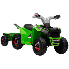 HOMCOM Electric Quad Bike, 6V Kids Ride-On ATV with Back Trailer - Green