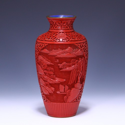 Chinese cinnabar lacquer vase - chinese,