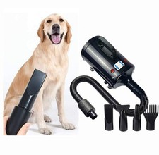 Pet Dog Hair Dryer Grooming Fur Stepless Heater Blaster Hairdryer w/ 4 Nozzles