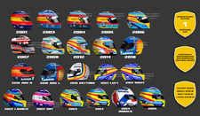 Fernando Alonso F1 Helmet Stickers Vinyl 2001-2025 - Scuderia GP