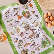 Cotton Tea Towel Ulster Weavers Garden Birds 100% Cotton Green