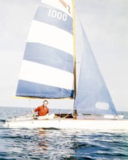 David Niven in a catamaran