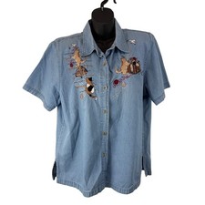 Vintage Denim Shirt Cats