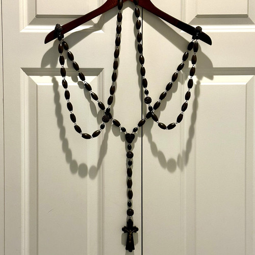 Antique large wood rosary - antique,