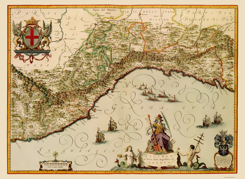 Historic map liguria region - liguria,
