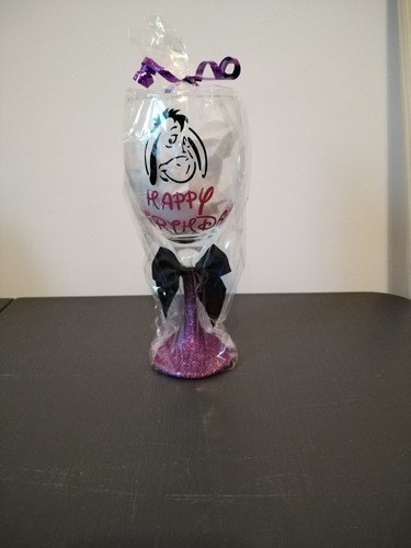 Eeyore happy birthday glass - happy,