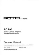 Rotel RC-955 Amplifier Owners