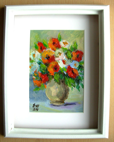 Poppies vase frame original - vase,