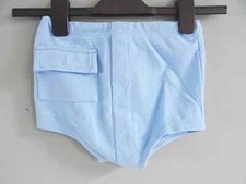 Vintage Swimming Trunks Shorts 1970s Boys Light Blue Nylon Pocket Detail 70s