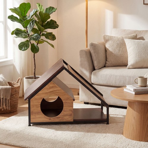 Cat house wooden condo - house,