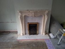 Stone Effect Resin Fire Surround with gas fire and marble hearth