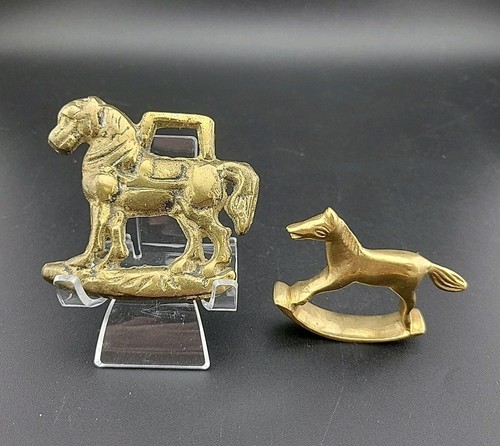 Vtg brass rocking horse - vtg,