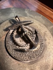 Vintage Naval Lidded Brass Bowl with Anchor Emblem, Marked PGS