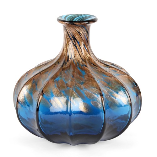 Glass vase blue - vase, bronze