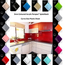 Kitchen Plastic Upstand Perspex® Splashback 3mm x 2400mm x 500mm 100+ Colours