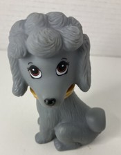 Grey Poodle Dog Plastic Unbranded 3 Inch Gold Collar Big Brown Eyes
