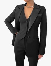 Womens Black 3 Piece Formal Dinner Suit Size XL See Description