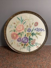Antique Framed Silk Embroidery Panel Of A Gorgeous Bouquet 17.5”