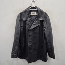 Schott NYC USA Us 740N Naval Leather Motorcycle Heavy Biker Peacoat Coat Size 42