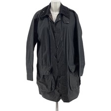 BARBOUR Border Jacket C40 Men's Black Waxed Cotton Coat Mid-Length 3