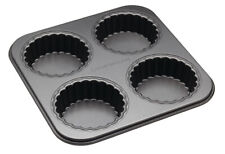 MASTER CLASS NON STICK LOOSE BASE FLUTED 4 HOLE MINI TARTLET TIN/PAN HB87