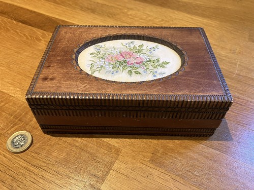 Cash carved wooden box - &,