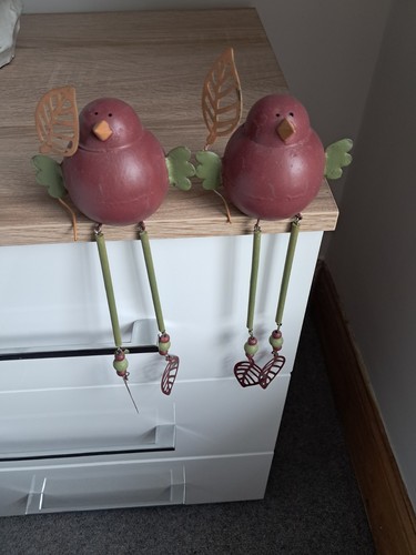 Metal love birds with dangling - with,
